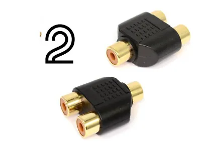 Kaufen RCA Phono Y Splitter Adapter Stecker 2 Auf 1 Buchse Audio Oder Video AV GOLD 2 X • 4.17€
