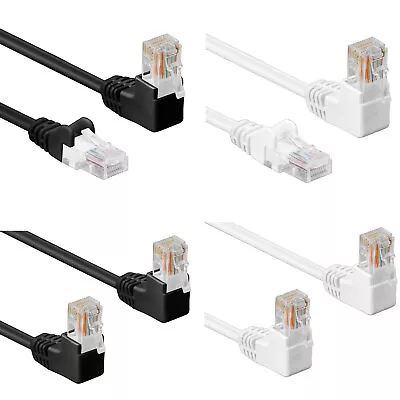 Kaufen CAT 5e Netzwerkkabel Patchkabel 90° Gewinkelter Stecker LAN Ethernet 0,25m-15m • 3.07€