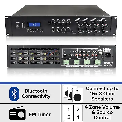 Kaufen 1600 W Stereo Bluetooth Endstufe - 8x200 W Multi-Zone HiFi Mixer • 316.47€