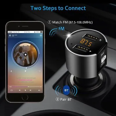 Kaufen Bluetooth FM Transmitter KFZ Auto Radio MP3 Player Dual USB Ladegerät Adapter • 11.26€