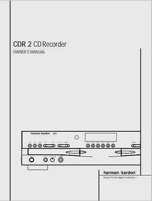 Kaufen Harmon Kardon CDR 2 - CD Player Recorder Bedienungsanleitung - BENUTZERHANDBUCH  • 9.59€