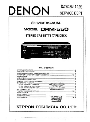 Kaufen Service Manual-Anleitung Für Denon DRM-550  • 12.50€