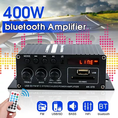 Kaufen 400W AUTSOME Digital HIFI Verstärker Bluetooth Stereo Amplifier Audiio Power AMP • 21.58€