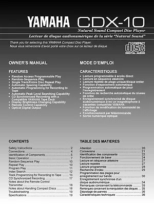 Kaufen Bedienungsanleitung-Operating Instructions Für Yamaha CDX-10  • 10€