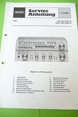 Kaufen Service Manual-Anleitung Für Grundig  MT 100,MXV 100 ,ORIGINAL ! • 19€