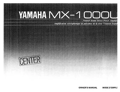 Kaufen Bedienungsanleitung-Operating Instructions Für Yamaha MX-1000  • 9.50€