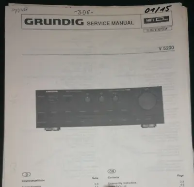 Kaufen Original Service Manual Schaltplan Grundig V5200 • 12.50€