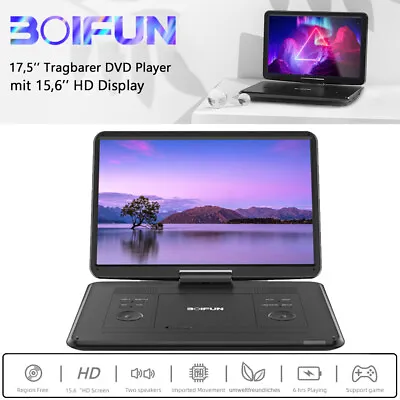 Kaufen 17,5'' Tragbarer DVD Player Mit 15,6'' HD Display USB/SD/AV Sync TV/Projektor • 124.99€