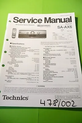 Kaufen Service Manual-Anleitung Für Technics  SA-AX6 ,ORIGINAL ! • 15€