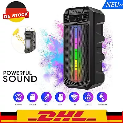 Kaufen Tragbarer Bluetooth5.0 Lautsprecher RGB Subwoofer Musikbox Boombox Party-DE • 20.45€