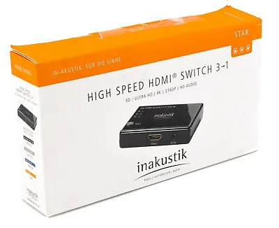 Kaufen Inakustik High Speed HDMI Switch 3in-1out 4K 2160p Splitter Umschalter HDTV 243 • 38.95€