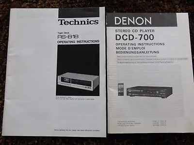 Kaufen Bedienungsanleitungen Technics Tape Deck RS-B18 Und CD Player Denon DCD-700 80er • 9.99€