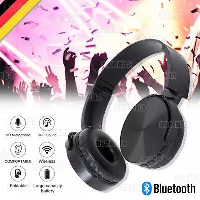 Kaufen Bluetooth 5.1 Kopfhörer Over Ear Kabellos HiFi Stereo Wireless Headset Schwarz • 12.90€
