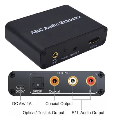 Kaufen ARC Audio Extractor Digital DAC Zu RCA Coax SPDIF 3,5 Mm Konverter HDMI Adapter • 21.41€