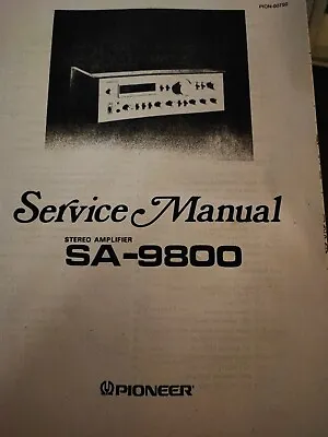 Kaufen Pioneer Service Manual Für SA-9800 Kopie Von Schaltungsdienst Lange !!! • 10€