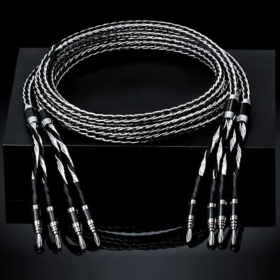 Kaufen Paar OCC Reines Kupfer Versilbert Draht HiFi Lautsprecher Kabel Speaker Cable • 118.98€