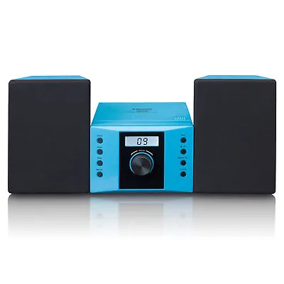 Kaufen LENCO Kinder Mini Stereoanlage Blau Micro Set CD FM Radio AUX-IN Sticker-Set • 54.90€
