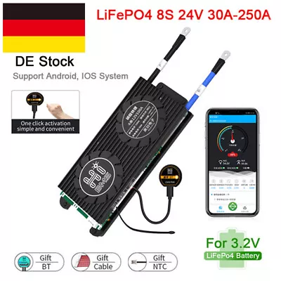 Kaufen LiFePO4 8S 24V 100-250A Smart BMS Same Port W/ Balance With Bluetooth Module DE • 13.30€
