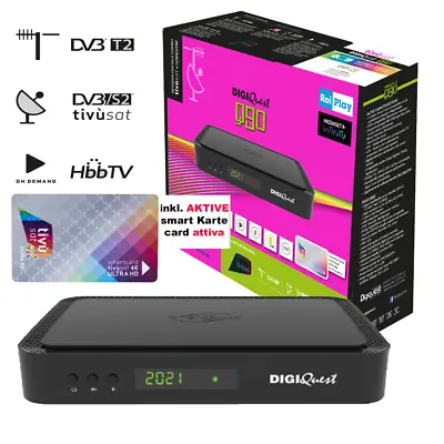 Kaufen DigiQuest Q90 COMBO UHD 4K Receiver  DVB-S2+T2 Tuner  Inkl. Aktive TIVUSAT Karte • 139.90€