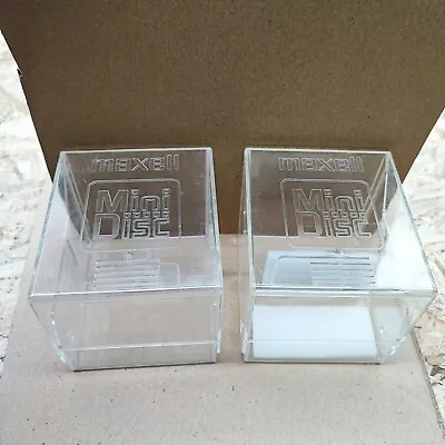 Kaufen 2x Maxell MiniDisc Box Case Für 10 MDs Transparent Regal Box Rack Minidisc TOP • 22.99€