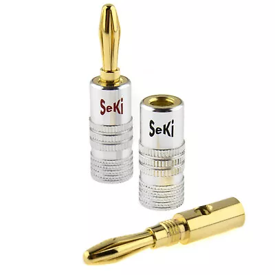 Kaufen 2x SeKi Bananenstecker 4mm Vergoldet Schraubbar Für Lautsprecherkabel Bis 6mm² • 4€