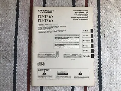 Kaufen Original Bedienungsanleitung Pioneer PD-T310 / PD-T510 BDA / Manual Topzustand • 7.99€