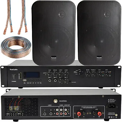 Kaufen 400W Bluetooth Soundsystem 2x Schwarz 200W Wand Lautsprecher Kanal HiFi Verstärker • 283.62€