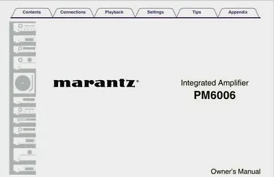 Kaufen Marantz PM6006 Integrierter Stereo-Verstärker Bedienungsanleitung - BENUTZERHANDBUCH  • 8.30€