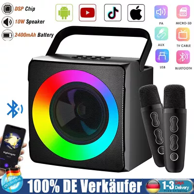 Kaufen Bluetooth Karaoke Maschine Anlage AUX Mit 2 Mikrofonen Musikset KTV Lautsprecher • 35.99€