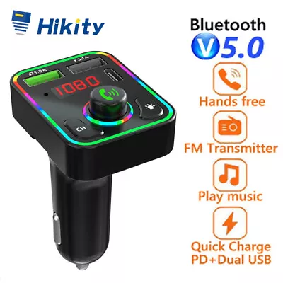 Kaufen FM Transmitter Auto Kfz Radio Bluetooth 5.0 Adapter Dual USB PD Ladegerät Type-C • 7.99€