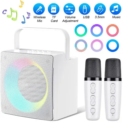Kaufen LED Karaoke Maschine,Bluetooth Karaoke Lautsprecher & 2-Drahtlosen Mikrofonen • 30.90€