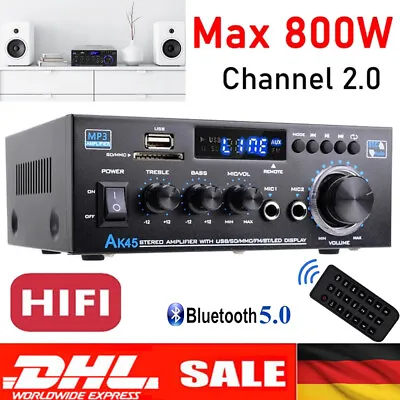Kaufen 800W HiFi Verstärker Digital FM AK45 Stereo Amplifier Bluetooth Vollverstärker • 33.99€