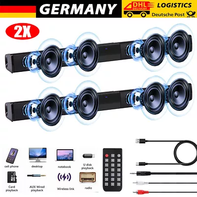 Kaufen 2 X Bluetooth5.0 Soundbar Für TV Heimkino 3D Surround Subwoofer Lautsprecher 20W • 55.99€