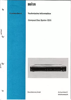Kaufen Service Manual-Anleitung Für Braun CD 3  • 11€