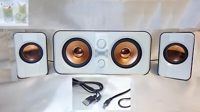 Kaufen Stereo 2.1 Kanal Subwoofer Lautsprecher Set + 2 Boxen Speaker 600W Vivanco Weiß • 14.50€