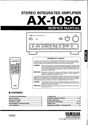 Kaufen Service Manual-Anleitung Für Yamaha AX-1090  • 12.50€
