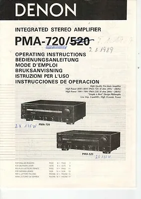 Kaufen DENON - PMA-720 - Bedienungsanleitung Für Amplifier - H12516 • 6.90€