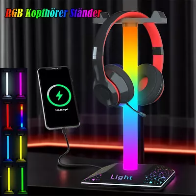 Kaufen RGB Gaming Kopfhörer Ständer LED Lightbar Ständer Kopfhörerhalter Headset USB DE • 17.49€