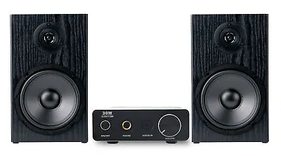Kaufen Design Mini Stereo Anlage HiFi Lautsprecher Kompakt Alu Verstärker Kabel Set 80W • 93.53€