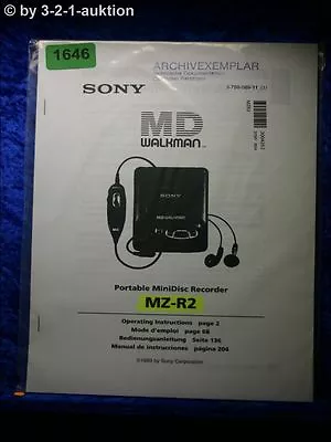 Kaufen Sony Bedienungsanleitung MT R2 Portable Mini Disc Recorder (#1646) • 12.50€