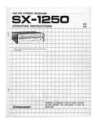 Kaufen Bedienungsanleitung-Operating Instructions Für Pioneer SX-1250  • 10€