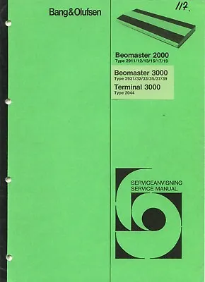 Kaufen Service Manual-Anleitung Bang Olufsen Beomaster 2000,3000(2911-2919,2931-2939), • 14€