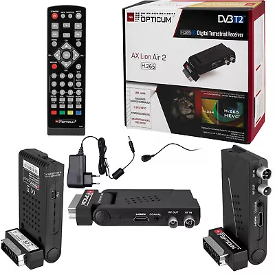 Kaufen DVB-T2 Receiver H.265 FULL HD TV Opticum AX Lion Air 2 HEVC HDMI USB Scart UHD • 22.99€