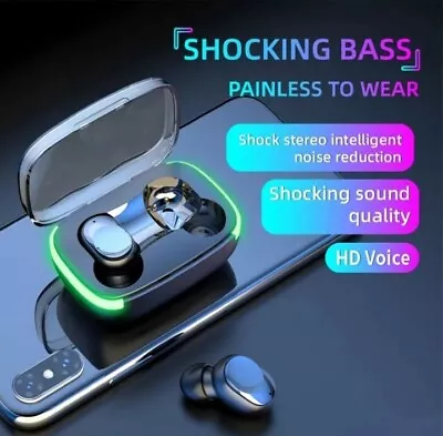 Kaufen Bluetooth In Ear Kopfhörer Stereo Ohrhörer Schwarz Mit Ladebox Super Bass HD Ear • 8.99€