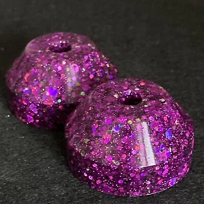 Kaufen 2x Record Adapter Single Puck 45 Rpm Purple Glitter Dots Selfmade 45 Adapters • 13€