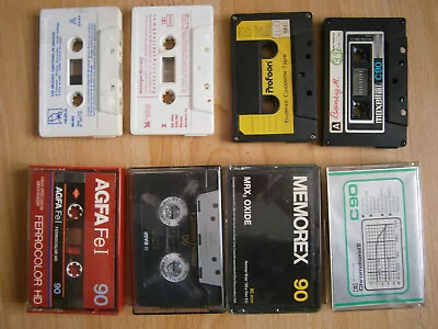 Kaufen 8x MC Kassetten, Leerkassetten,  Leerhüllen, MC ,Tape, Agfa, Memorex 90, C90 • 14€