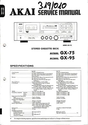 Kaufen Service Manual-Anleitung Für Akai GX-95/GX-75  • 13€