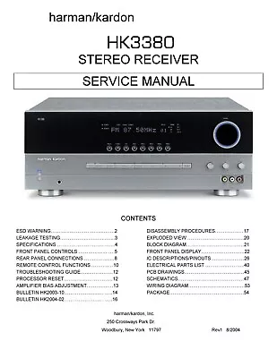 Kaufen Service Manual-Anleitung Für Harman Kardon HK 3380  • 14€