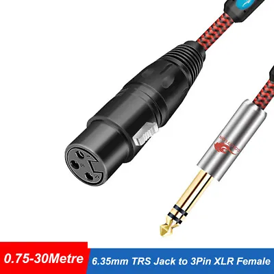 Kaufen Audio Mikrofon Kabel XLR Kupplung Buchse Auf 6,35mm Klinke Stecker 0.75m - 30m • 86.16€