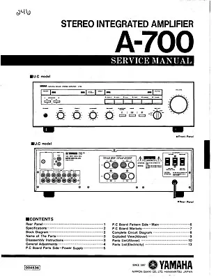 Kaufen Service Manual-Anleitung Für Yamaha A-700  • 8.50€